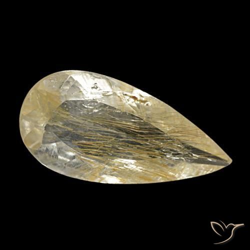 1.75 ct Yellow Rutile Topaz Stone, Natural Rutile Topaz in Pear Facet Shape for Sale