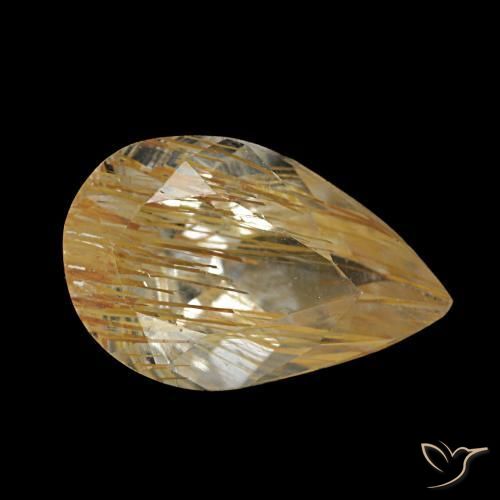 1.23 ct Yellow Rutile Topaz Stone, Natural Rutile Topaz in Pear Facet Shape for Sale