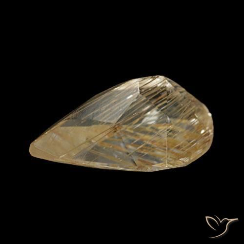 Rutile Topaz Gemstone in 8.9 x 5.7 mm Size for Sale, Rutile Topaz Stone in Medium Golden Color
