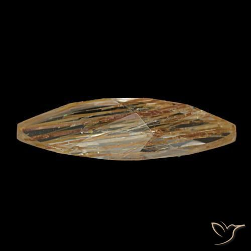 Rutile Topaz Gemstone in 12.4 x 4.5 mm Size for Sale, Rutile Topaz Stone in Very Light Tawny Brown Color