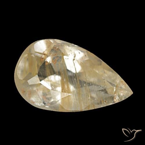 1.25 ct Yellow Rutile Topaz Stone, Natural Rutile Topaz in Pear Facet Shape for Sale
