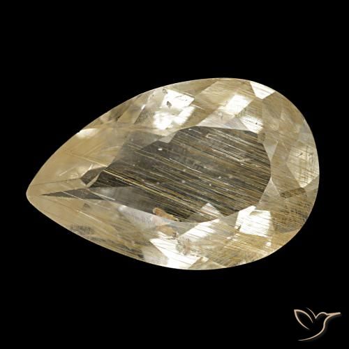 3.10 ct Golden Rutile Topaz Gemstone, Rutile Topaz Gem in Pear Facet Shape for Sale.