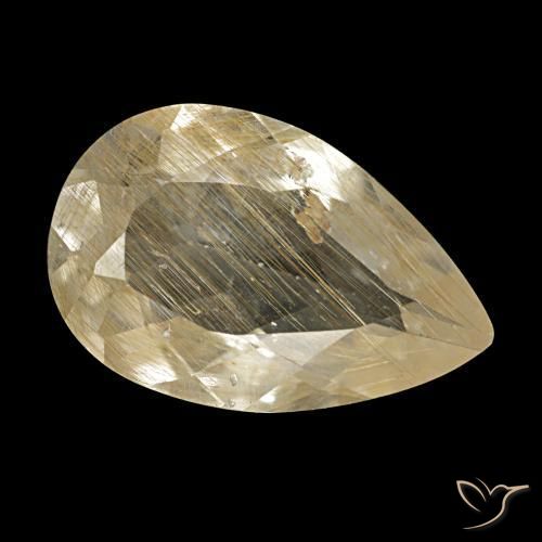 3.10 ct Golden Rutile Topaz Stone, Natural Rutile Topaz in Pear Facet Shape for Sale