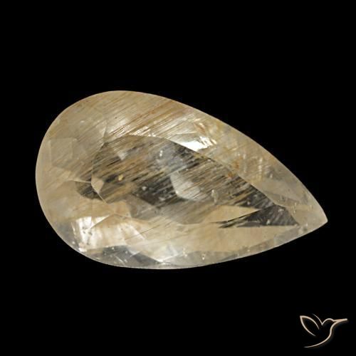 3.19 ct Yellow Rutile Topaz Stone, Natural Rutile Topaz in Pear Facet Shape for Sale
