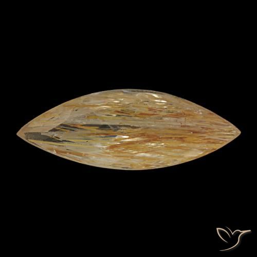1.45 ct Yellow Rutile Topaz Gemstone, Rutile Topaz Gem in Marquise Facet Shape for Sale.