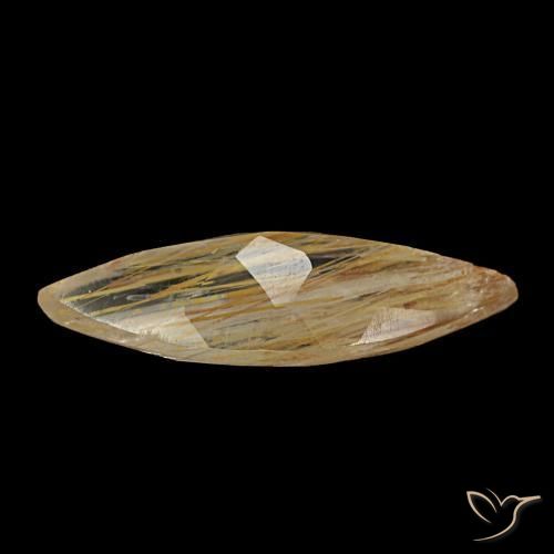 Rutile Topaz Gemstone in 12.9 x 4.7 mm Size for Sale, Rutile Topaz Stone in Medium Golden Color