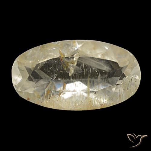 2.98 ct Yellow Rutile Topaz Gemstone, Rutile Topaz Gem in Oval Facet Shape for Sale.