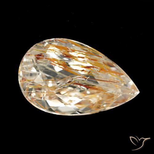 4.05 ct Brown Rutile Topaz Stone, Natural Rutile Topaz in Pear Facet Shape for Sale