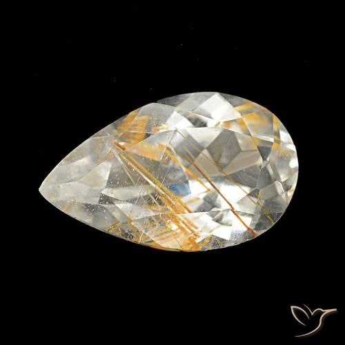 3.13ct Medium Light-Brown Rutile Topaz, Pear Shape, Transparent