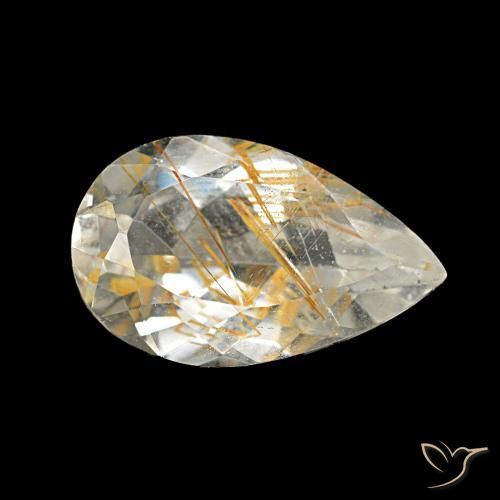 3.13 ct Brown Rutile Topaz Stone, Natural Rutile Topaz in Pear Facet Shape for Sale