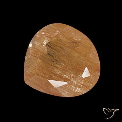 3.17 ct Brown Rutile Topaz Stone, Natural Rutile Topaz in Pear Facet Shape for Sale