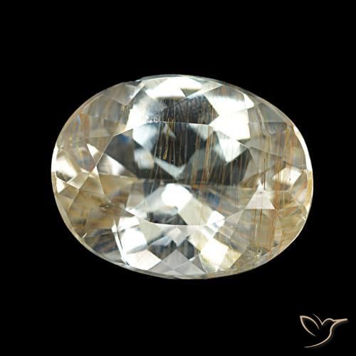 5.29 ct Yellow Rutile Topaz Stone, Natural Rutile Topaz in Oval Facet Shape for Sale