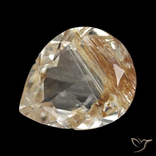 4.78 ct Brown Rutile Topaz Gemstone, Rutile Topaz Gem in Pear Facet Shape for Sale.