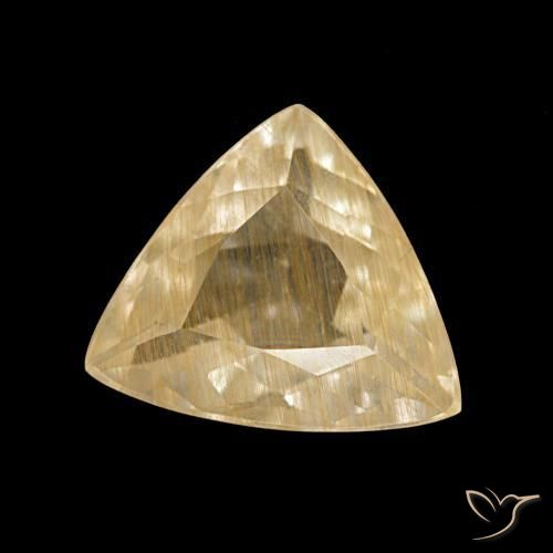 2.56 ct Golden Rutile Topaz Stone, Natural Rutile Topaz in Trillion Facet Shape for Sale