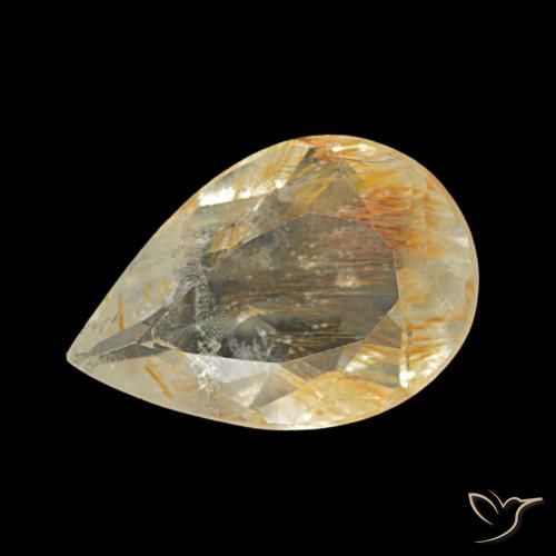 1.49ct Medium Gold Rutile Topaz, Pear Shape, Transparent