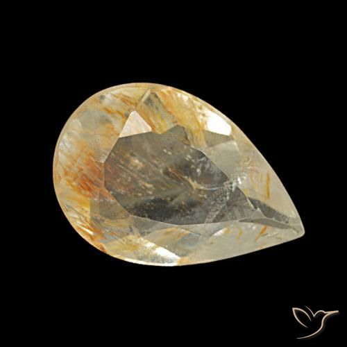 1.49 ct Golden Rutile Topaz Stone, Natural Rutile Topaz in Pear Facet Shape for Sale
