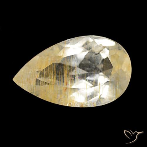 3.40ct Very Light Golden-Brown Rutile Topaz, Pear Shape, Transparent