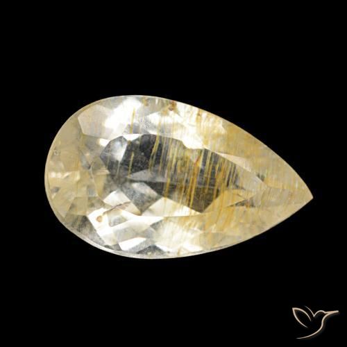 3.40 ct Golden Rutile Topaz Stone, Natural Rutile Topaz in Pear Facet Shape for Sale