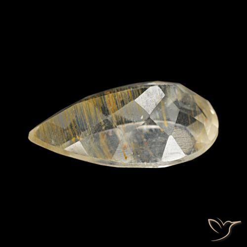 Rutile Topaz Gemstone in 12.4 x 7.5 mm Size for Sale, Rutile Topaz Stone in Very Light Golden-Brown Color