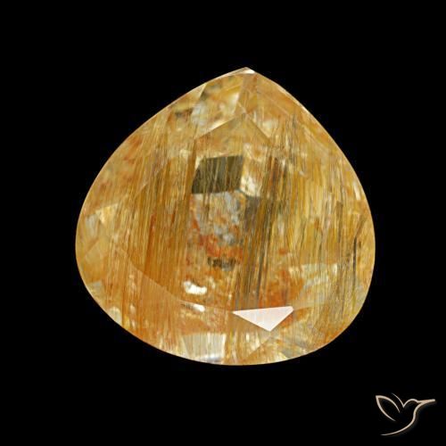 3.52 ct Golden Rutile Topaz Stone, Natural Rutile Topaz in Pear Facet Shape for Sale