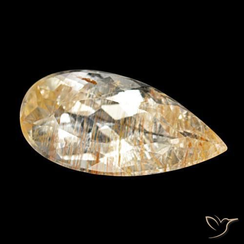 3.52 ct Golden Rutile Topaz Stone, Natural Rutile Topaz in Pear Facet Shape for Sale