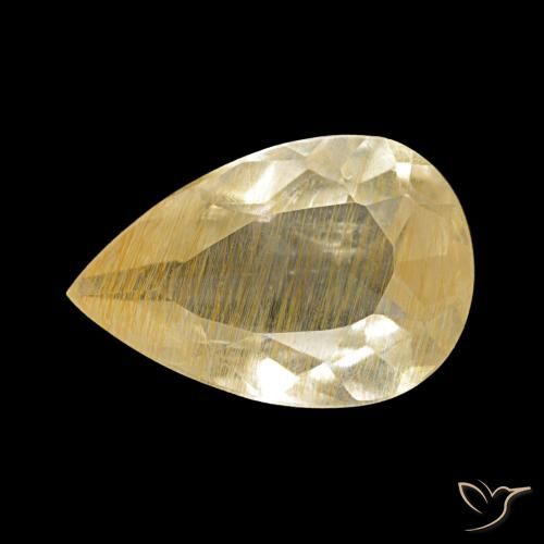 1.96 ct Yellow Rutile Topaz Gemstone, Rutile Topaz Gem in Pear Facet Shape for Sale.