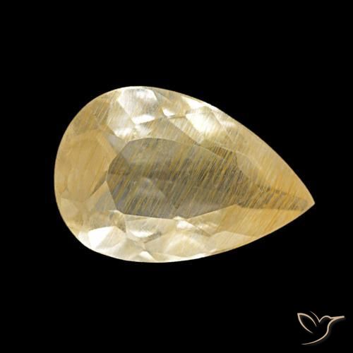 1.96 ct Yellow Rutile Topaz Stone, Natural Rutile Topaz in Pear Facet Shape for Sale