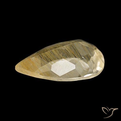 Rutile Topaz Gemstone in 10.5 x 6.9 mm Size for Sale, Rutile Topaz Stone in Golden-Yellow Color