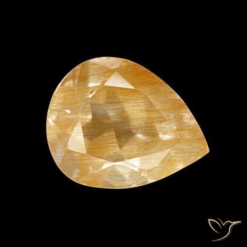 1.94 ct Golden Rutile Topaz Stone, Natural Rutile Topaz in Pear Facet Shape for Sale
