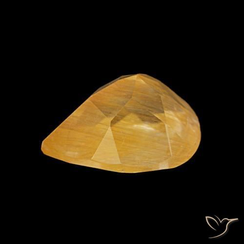 Rutile Topaz Gemstone in 9 x 7 mm (calibrated) Size for Sale, Rutile Topaz Stone in Medium Golden Color