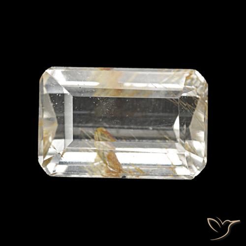 5.06 ct White Rutile Topaz Gemstone, Rutile Topaz Gem in Octagon Step Cut Shape for Sale.