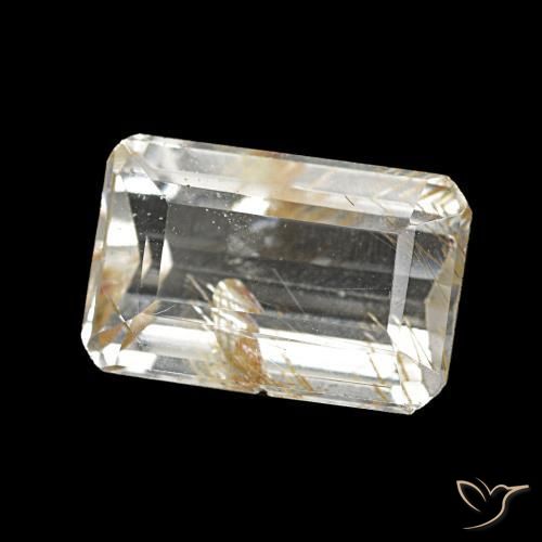 5.06 ct White Rutile Topaz Stone, Natural Rutile Topaz in Octagon Step Cut Shape for Sale