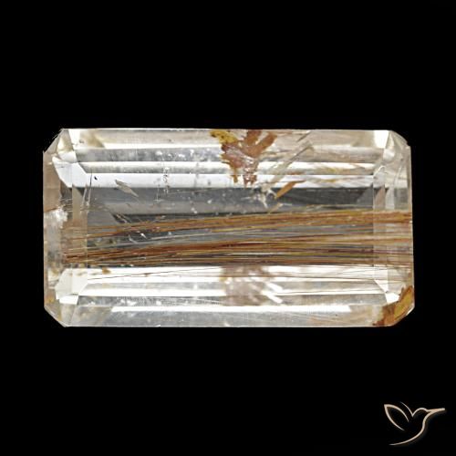 10.51Ct Very Light Tawny Brown Rutile Topaz, Emerald Cut, Transparent