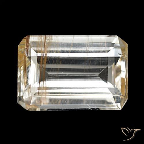 8.21 ct Golden Rutile Topaz Gemstone, Rutile Topaz Gem in Octagon Step Cut Shape for Sale.