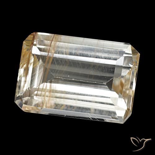8.21 ct Golden Rutile Topaz Stone, Natural Rutile Topaz in Octagon Step Cut Shape for Sale