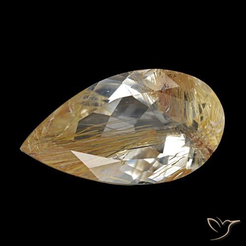 7.10Ct Very Light Golden-Brown Rutile Topaz, Pear Shape, Transparent