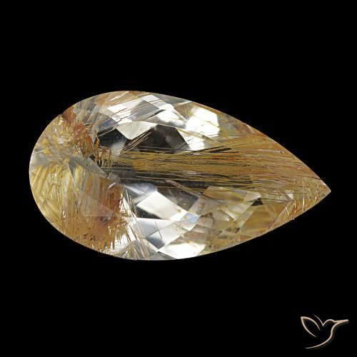 7.10 ct Golden Rutile Topaz Stone, Natural Rutile Topaz in Pear Facet Shape for Sale