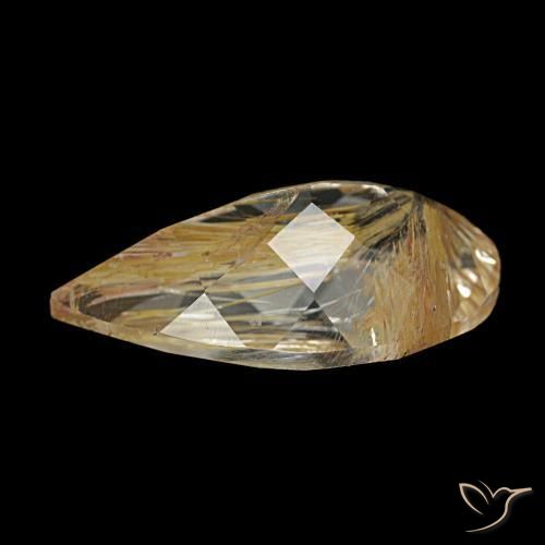 Rutile Topaz Gemstone in 16.9 x 9.5 mm Size for Sale, Rutile Topaz Stone in Very Light Golden-Brown Color