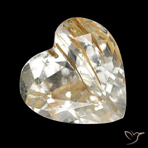 5.73 ct Golden Rutile Topaz Stone, Natural Rutile Topaz in Heart Facet Shape for Sale
