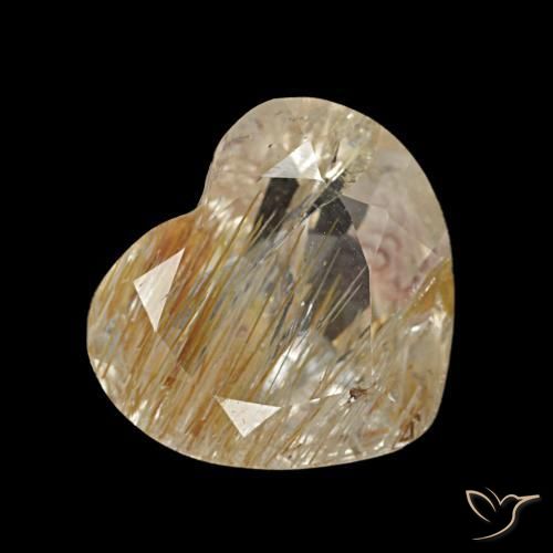 2.15 ct Golden Rutile Topaz Stone, Natural Rutile Topaz in Heart Facet Shape for Sale