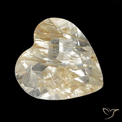 4.76 ct Golden Rutile Topaz Stone, Natural Rutile Topaz in Heart Facet Shape for Sale