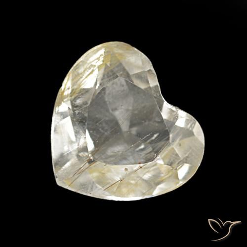 1.06 ct Yellow Rutile Topaz Gemstone, Rutile Topaz Gem in Heart Facet Shape for Sale.