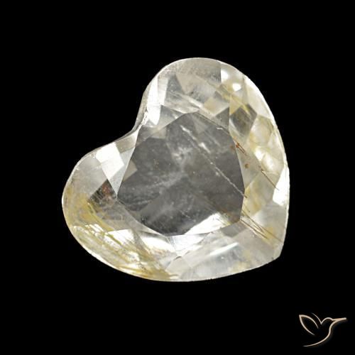 1.06 ct Yellow Rutile Topaz Stone, Natural Rutile Topaz in Heart Facet Shape for Sale