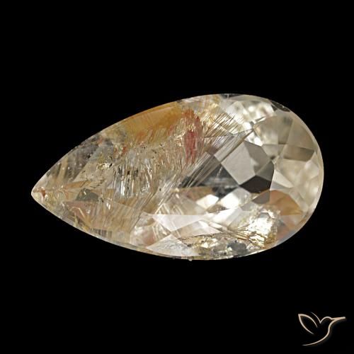 5.03Ct Very Light Golden-Brown Rutile Topaz, Pear Shape, Transparent