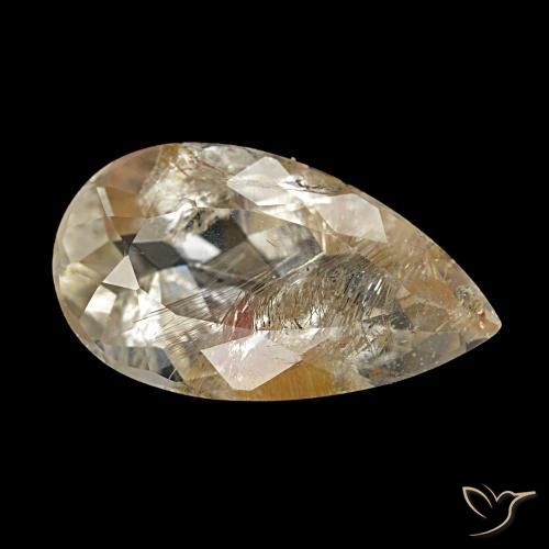 5.03 ct Golden Rutile Topaz Stone, Natural Rutile Topaz in Pear Facet Shape for Sale