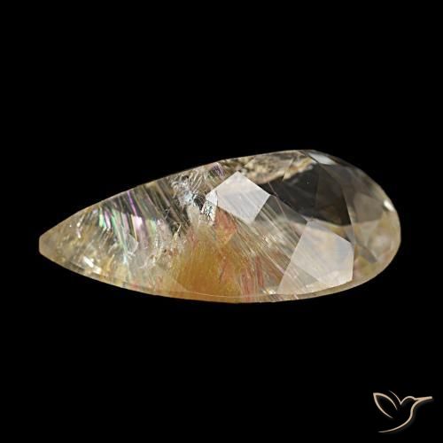 Rutile Topaz Gemstone in 15.3 x 8.7 mm Size for Sale, Rutile Topaz Stone in Very Light Golden-Brown Color