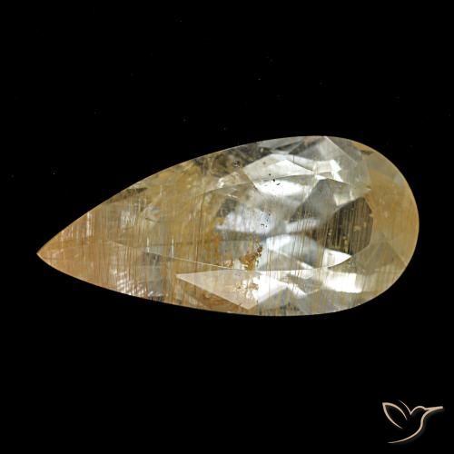 4.26 ct Golden Rutile Topaz Gemstone, Rutile Topaz Gem in Pear Facet Shape for Sale.