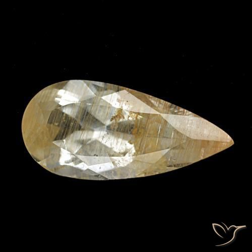 4.26 ct Golden Rutile Topaz Stone, Natural Rutile Topaz in Pear Facet Shape for Sale
