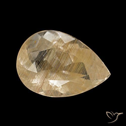 3.22 ct Yellow Rutile Topaz Stone, Natural Rutile Topaz in Pear Facet Shape for Sale