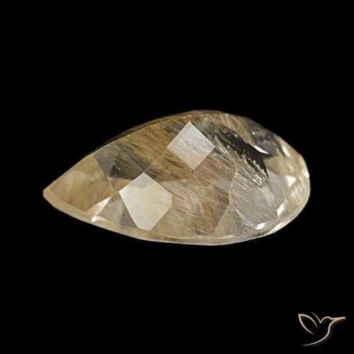 Rutile Topaz Gemstone in 11.4 x 8 mm Size for Sale, Rutile Topaz Stone in Very Light Golden-Brown Color